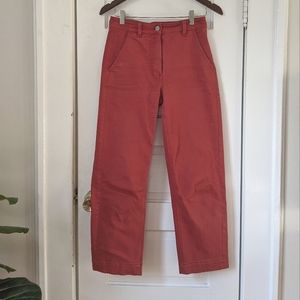 Everlane Cropped Straight Regular Trousers in rust, size 00
